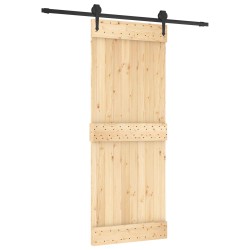 Porte coulissante Naturel et noir 80 x 210 cm 625619625619