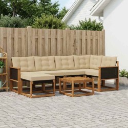 Ensemble de canapés d'extérieur 7 pcs Naturel et Beige 625622625622