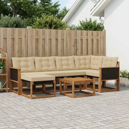Ensemble de canapés d'extérieur 7 pcs Naturel et Beige 625622625622