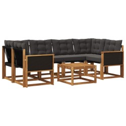 Ensemble de canapés d'extérieur 7 pcs Naturel et noir 625623625623