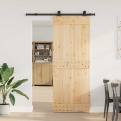 Porte coulissante NARVIK Naturel et noir 80 x 210 cm (152,5 cm) 625629625629