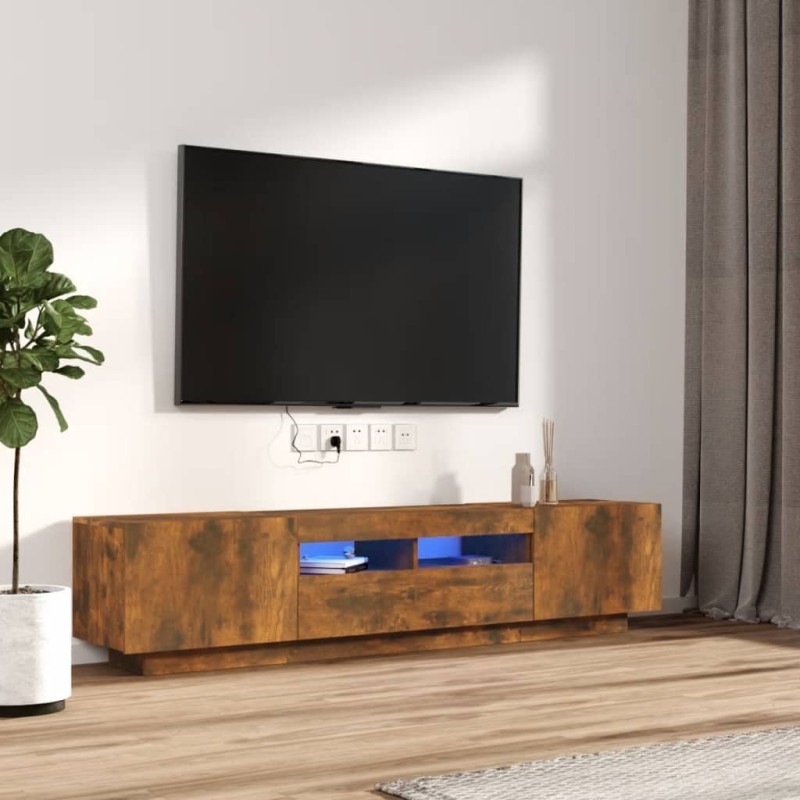 Ensemble de meubles TV avec lumières LED 2 pcs Chêne fumé 625631625631