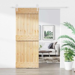 Porte coulissante Naturel et Blanc 80 x 210 cm 625634625634