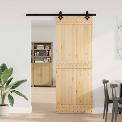 Porte coulissante NARVIK Naturel et noir 80 x 210 cm (152,5 cm) 625636625636