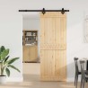 Porte coulissante NARVIK Naturel et noir 80 x 210 cm (152,5 cm) 625636625636
