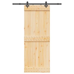 Porte coulissante NARVIK Naturel et noir 80 x 210 cm (152,5 cm) 625636625636