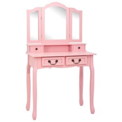 Ensemble de coiffeuse avec tabouret Rose 80x69x141 cm Paulownia 625639625639