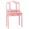 Ensemble de coiffeuse avec tabouret Rose 80x69x141 cm Paulownia 625639625639