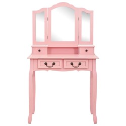 Ensemble de coiffeuse avec tabouret Rose 80x69x141 cm Paulownia 625639625639