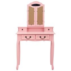 Ensemble de coiffeuse avec tabouret Rose 80x69x141 cm Paulownia 625639625639