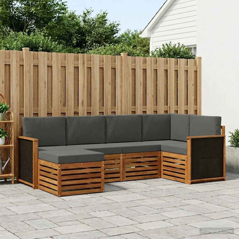 Ensemble de canapé d'angle 5 pcs Naturel et Anthracite 625640625640
