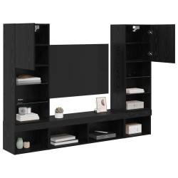 Unités murales TV avec LED 5 pcs 40,5 x 30 x 102 cm Chêne noir 625643625643