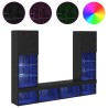 Unités murales TV avec LED 5 pcs 40,5 x 30 x 102 cm Chêne noir 625643625643