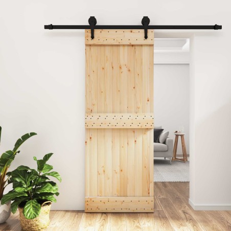 Porte coulissante Naturel et noir 80 x 210 cm 625644625644