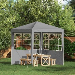 Mur de tente de fête 2 pcs 200 x 195 cm Gris clair PE et acier 625645625645
