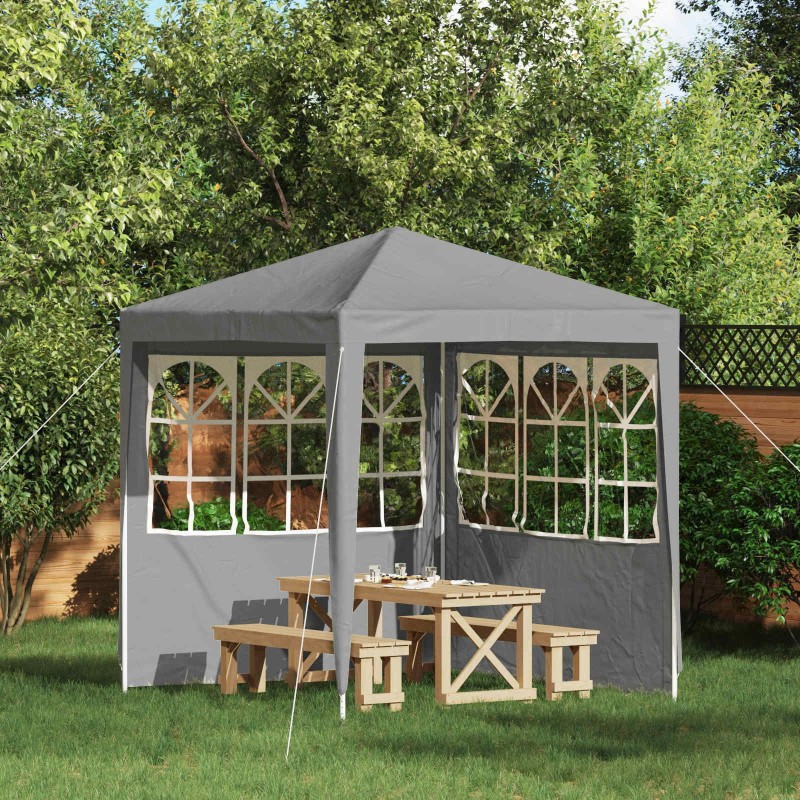 Mur de tente de fête 2 pcs 200 x 195 cm Gris clair PE et acier 625645625645