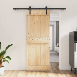 Porte coulissante Naturel et noir 80 x 210 cm 625648625648