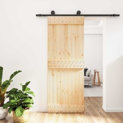 Porte coulissante Naturel et noir 80 x 210 cm 625650625650