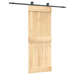 Porte coulissante Naturel et noir 80 x 210 cm 625657625657