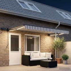 Store rétractable manuel avec LEDs Gris clair et blanc 625663625663