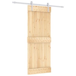 Porte coulissante Naturel et Blanc 80 x 210 cm 625673625673