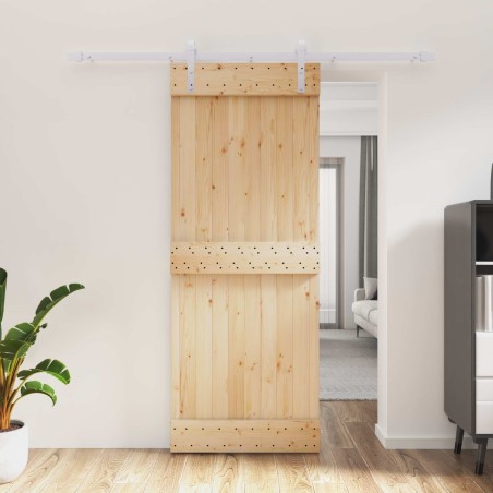 Porte coulissante Naturel et Blanc 80 x 210 cm 625680625680