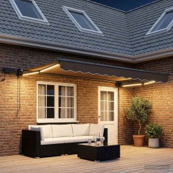 Store rétractable manuel avec LEDs Taupe 625692625692