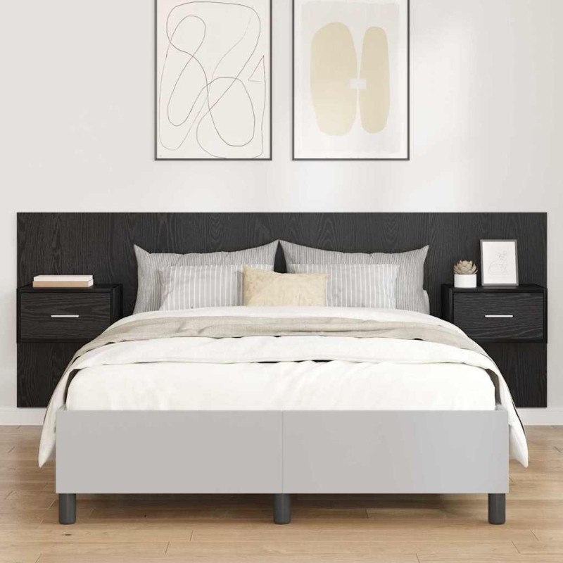 Tête de lit avec armoire 3 pcs Chêne noir Bois d'ingénierie 625698625698