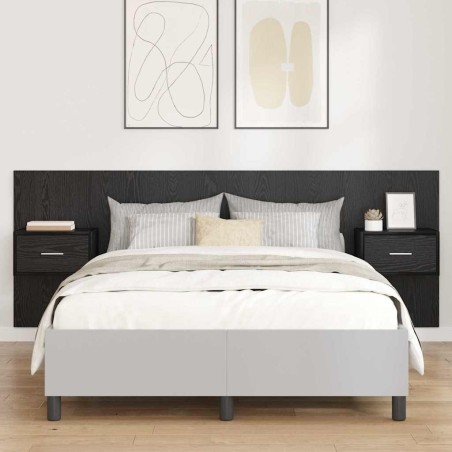 Tête de lit avec armoire 3 pcs Chêne noir Bois d'ingénierie 625698625698