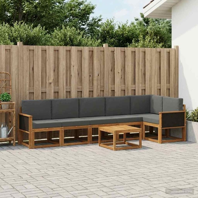 Ensemble de canapés d'extérieur 7 pcs Naturel et Anthracite 625700625700