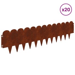 Bordure de Pelouse 20 pcs 103 x 25 cm Acier Rouillé 625707625707