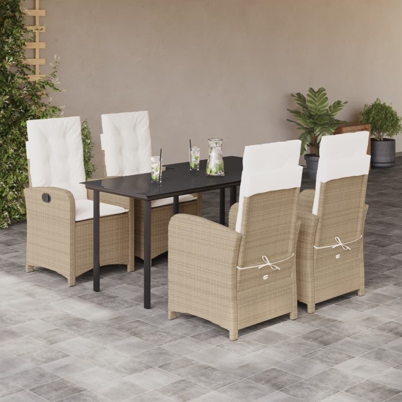 Ensemble à manger de jardin avec coussins 5pcs Beige poly rotin 625712625712
