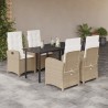 Ensemble à manger de jardin avec coussins 5pcs Beige poly rotin 625712625712