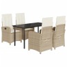 Ensemble à manger de jardin avec coussins 5pcs Beige poly rotin 625712625712