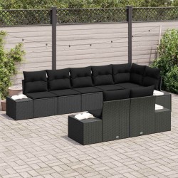 Ensemble de canapé de jardin avec coussin 8 pcs Noir polyrotin 625718625718