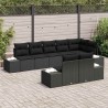 Ensemble de canapé de jardin avec coussin 8 pcs Noir polyrotin 625718625718