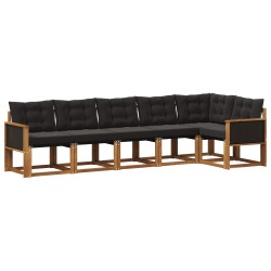Ensemble de canapés d'extérieur 6 pcs Naturel et noir 625720625720