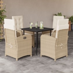 Ensemble à manger de jardin avec coussins 5pcs Beige poly rotin 625723625723