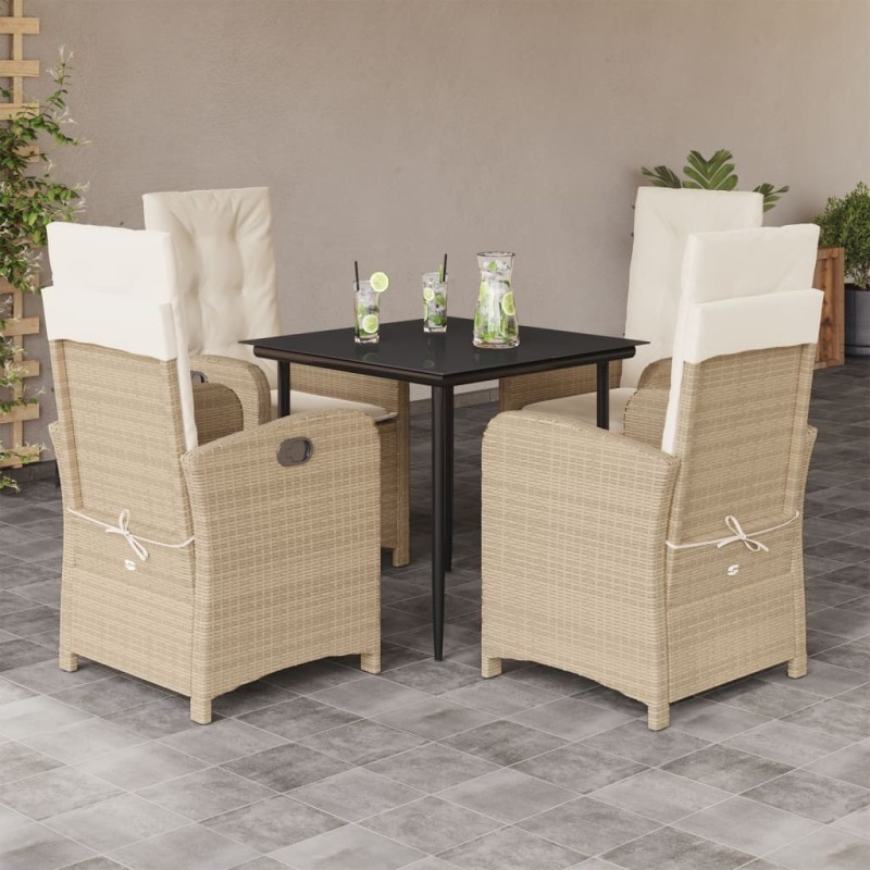 Ensemble à manger de jardin avec coussins 5pcs Beige poly rotin 625723625723