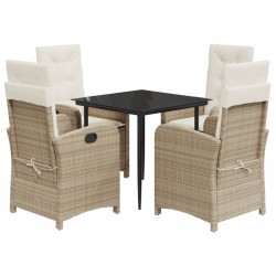 Ensemble à manger de jardin avec coussins 5pcs Beige poly rotin 625723625723