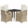 Ensemble à manger de jardin avec coussins 5pcs Beige poly rotin 625723625723