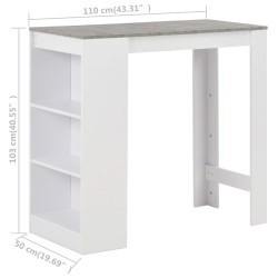 Table de bar avec étagère Blanc 110x50x103 cm 625727625727