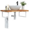 Étagère de vasque murale acier et bois massif d'acacia 625736625736