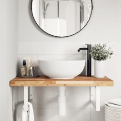 Étagère de vasque murale acier et bois massif d'acacia 625736625736