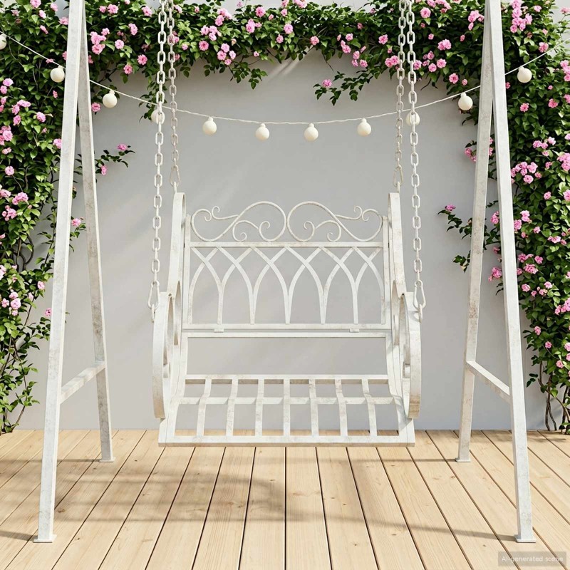 Banc Balançoire Acier 71 x 75 x 59 cm Blanc antique 625741625741