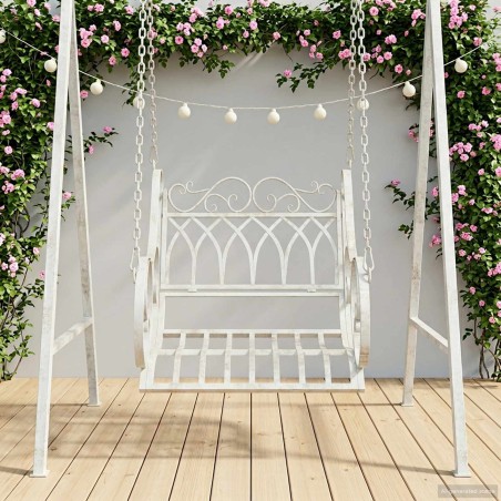Banc Balançoire Acier 71 x 75 x 59 cm Blanc antique 625741625741
