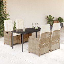 Ensemble à manger de jardin avec coussins 5pcs Beige poly rotin 625746625746