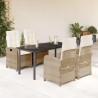 Ensemble à manger de jardin avec coussins 5pcs Beige poly rotin 625746625746