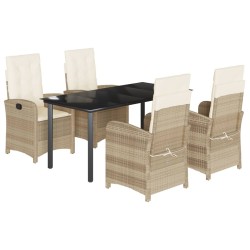 Ensemble à manger de jardin avec coussins 5pcs Beige poly rotin 625746625746