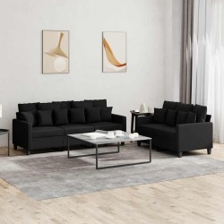 Ensemble de canapés 2 pcs avec coussins Noir Tissu 625751625751